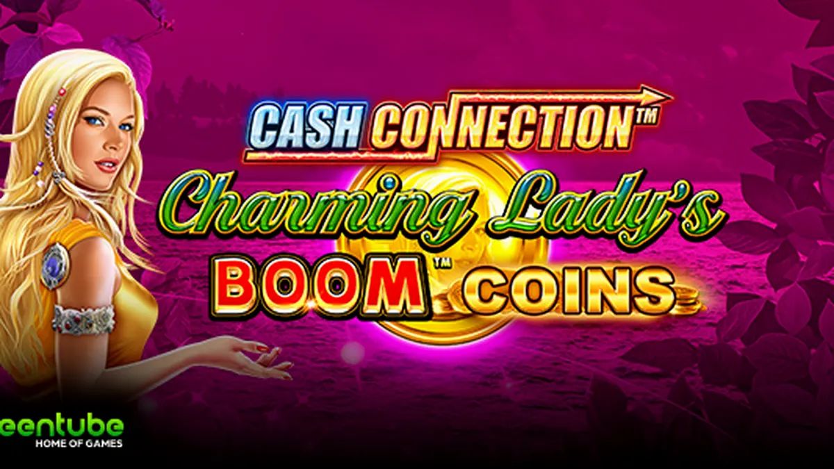 Tampilan layar permainan slot Cash Connection Charming Lady’s Boom Coins
