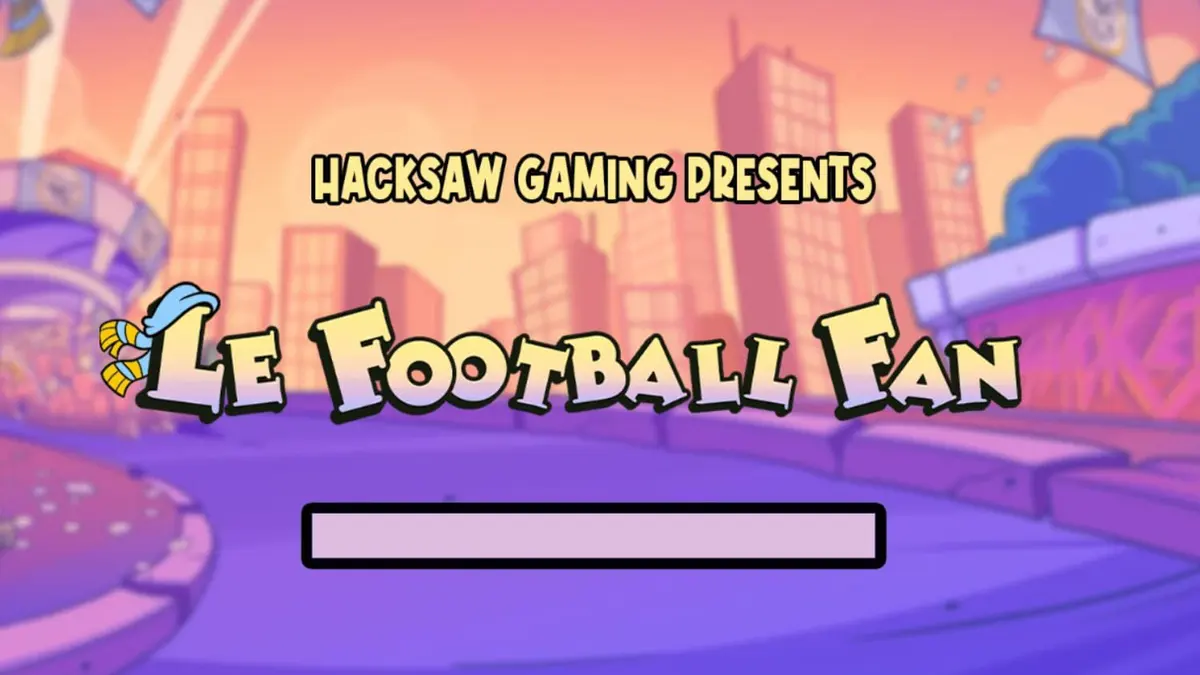 Tampilan visual slot Le Football Fan dengan maskot rakun dan elemen stadion sepak bola